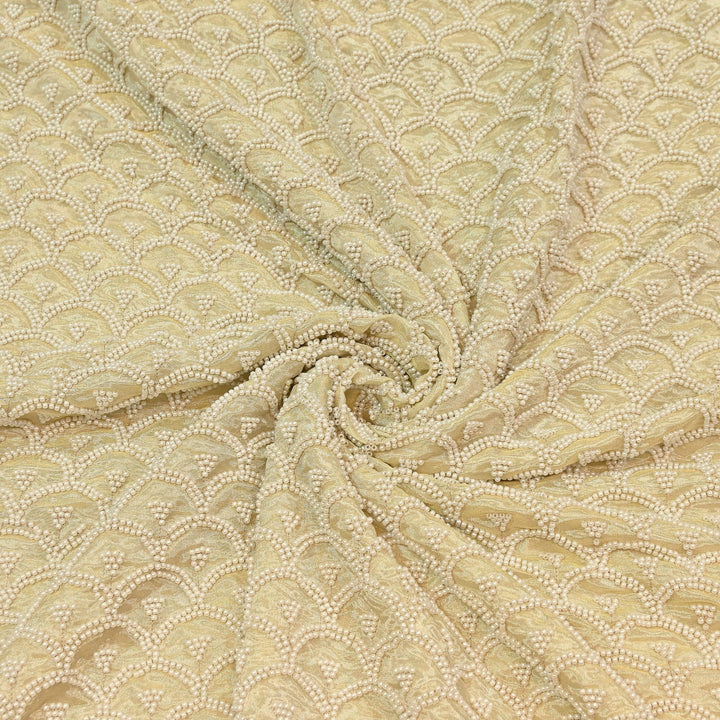 Dyeable Tissue Moti Embroidery Fabric – Elegant Designer Pearl Work Fabric |AC9604