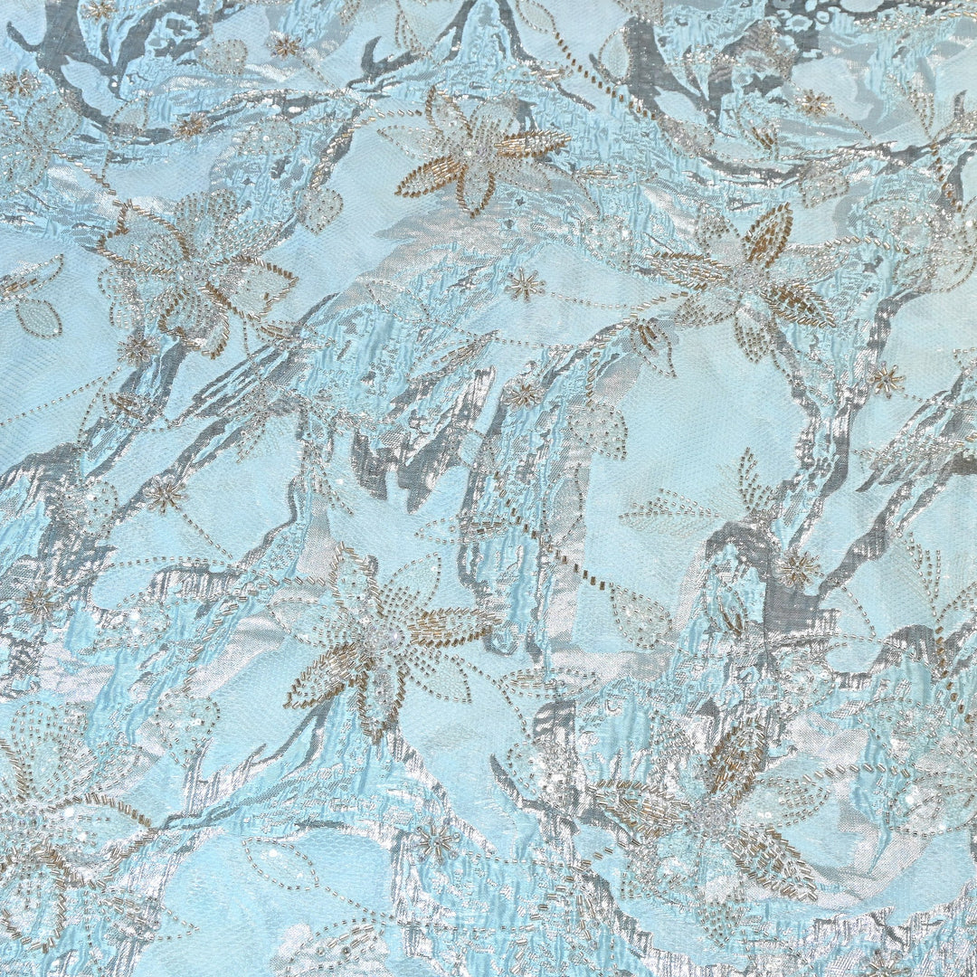 Imported Korean Jacquard Organza Handwork Embroidery Fabric | Designer Fabrics | IB9075-01