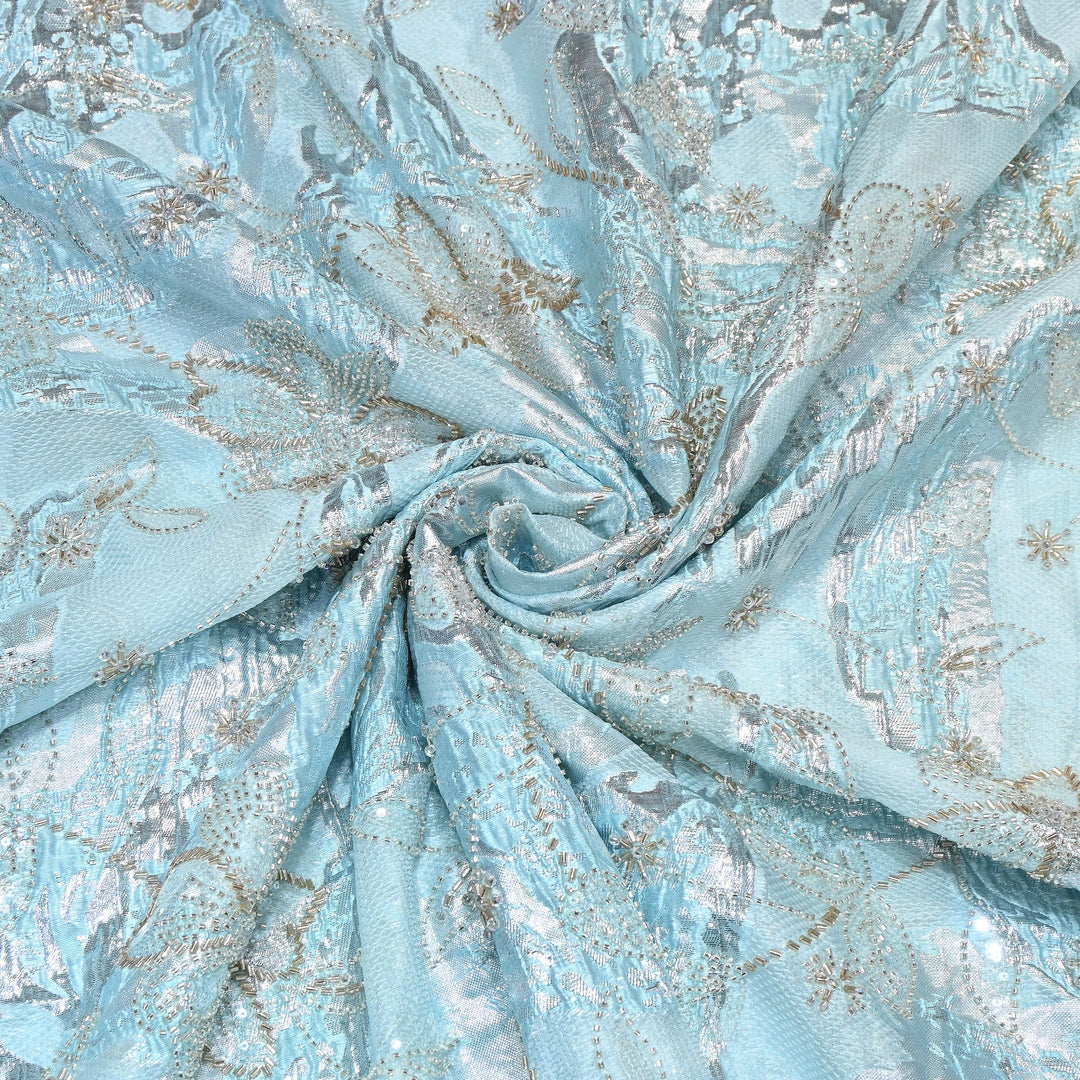 Imported Korean Jacquard Organza Handwork Embroidery Fabric | Designer Fabrics | IB9075-01