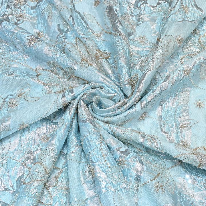 Imported Korean Jacquard Organza Handwork Embroidery Fabric | Designer Fabrics | IB9075-01