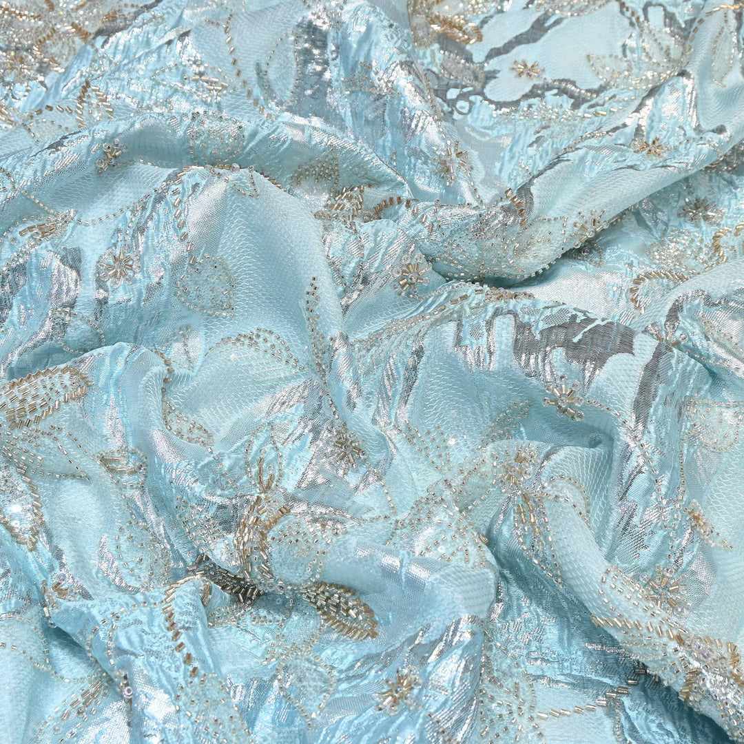 Imported Korean Jacquard Organza Handwork Embroidery Fabric | Designer Fabrics | IB9075-01