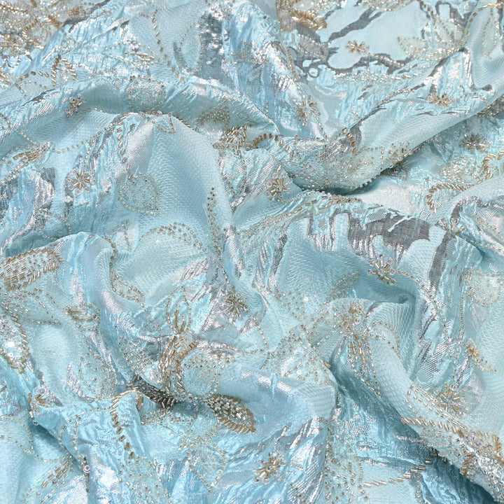 Imported Korean Jacquard Organza Handwork Embroidery Fabric | Designer Fabrics | IB9075-01