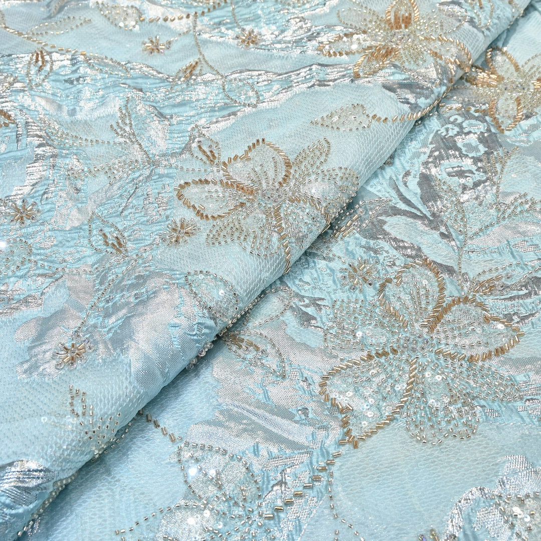 Imported Korean Jacquard Organza Handwork Embroidery Fabric | Designer Fabrics | IB9075-01