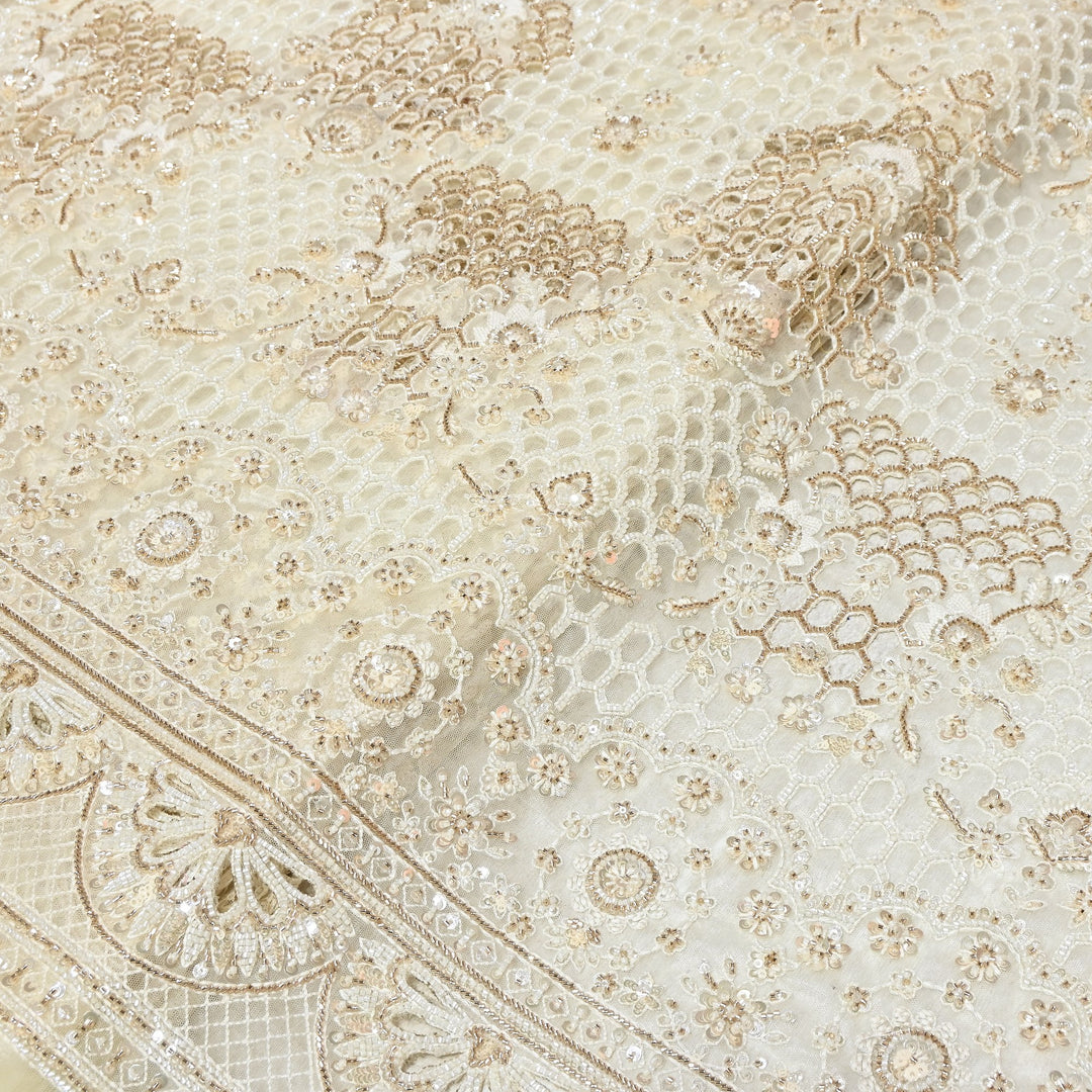 yed Net Moti & Sequins Embroidery Fabric – Luxury Designer Net Fabric KF2773