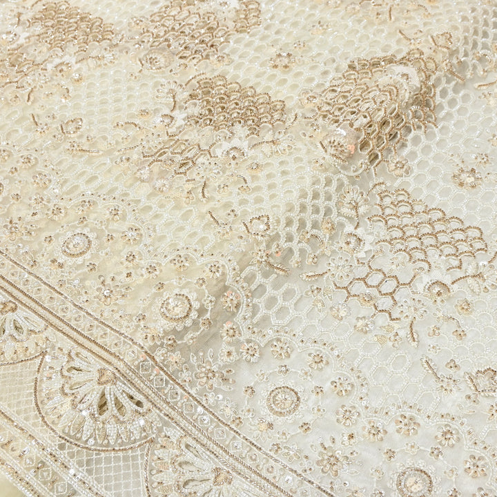 yed Net Moti & Sequins Embroidery Fabric – Luxury Designer Net Fabric KF2773