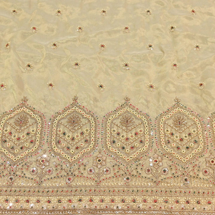 Dyeable Tissue Moti & Sequins Embroidery Fabric – Designer Pearl Work Fabric | AC9463