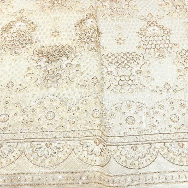yed Net Moti & Sequins Embroidery Fabric – Luxury Designer Net Fabric KF2773
