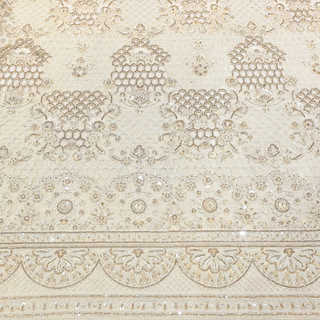 yed Net Moti & Sequins Embroidery Fabric – Luxury Designer Net Fabric KF2773