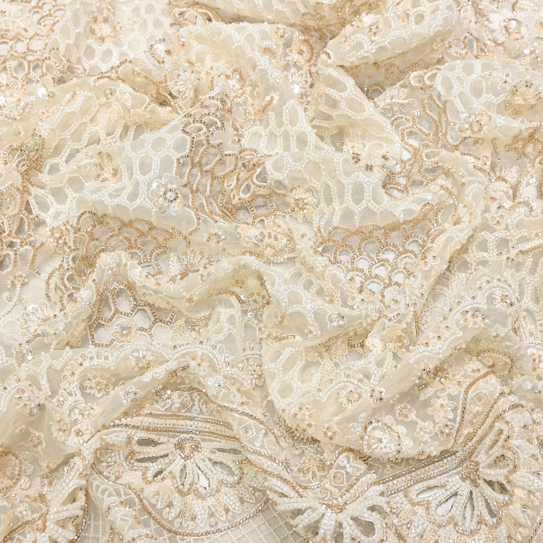 yed Net Moti & Sequins Embroidery Fabric – Luxury Designer Net Fabric KF2773