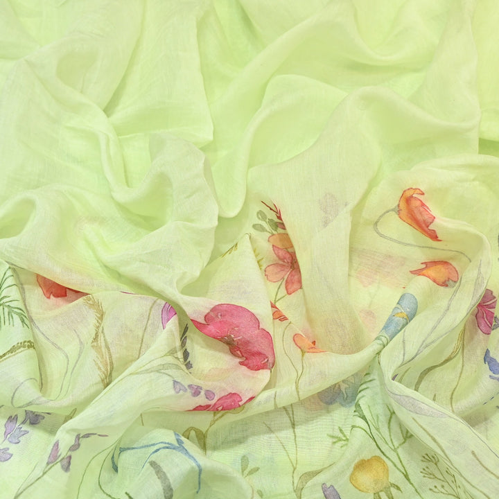 Mul Chanderi Digital Print Fabric - Soft Lightweight Designer Fabric GC0018-A4