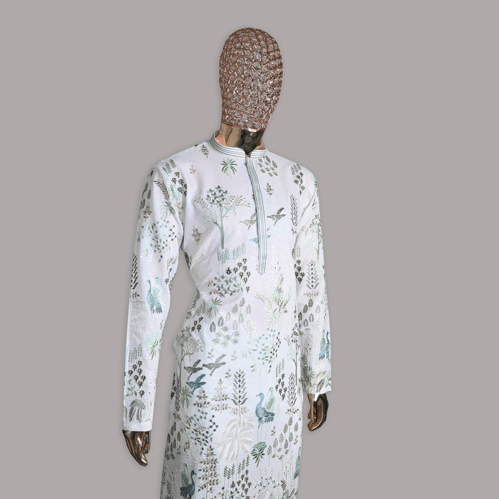 Chanderi Resham Embroidery Work Kurta Set | SV5734