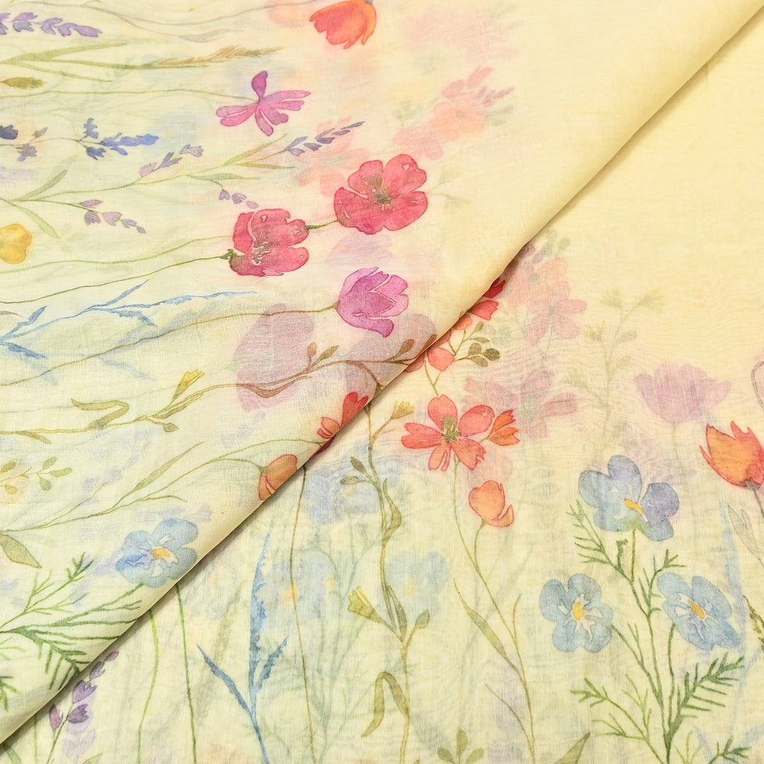 Mul Chanderi Digital Print Fabric - Soft Lightweight Designer Fabric GC0018-A1