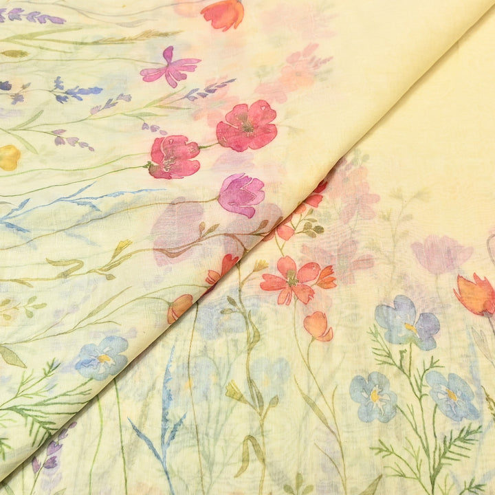 Mul Chanderi Digital Print Fabric - Soft Lightweight Designer Fabric GC0018-A1