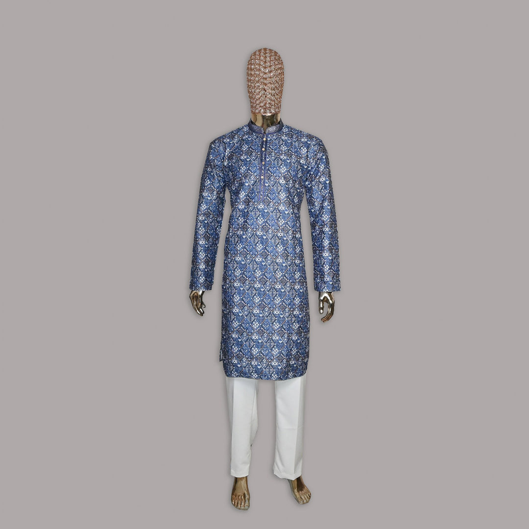 Raw Silk Out Lining Work Kurta Set | 000328-01
