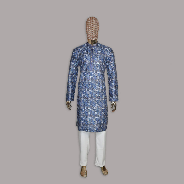 Raw Silk Out Lining Work Kurta Set | 000328-01