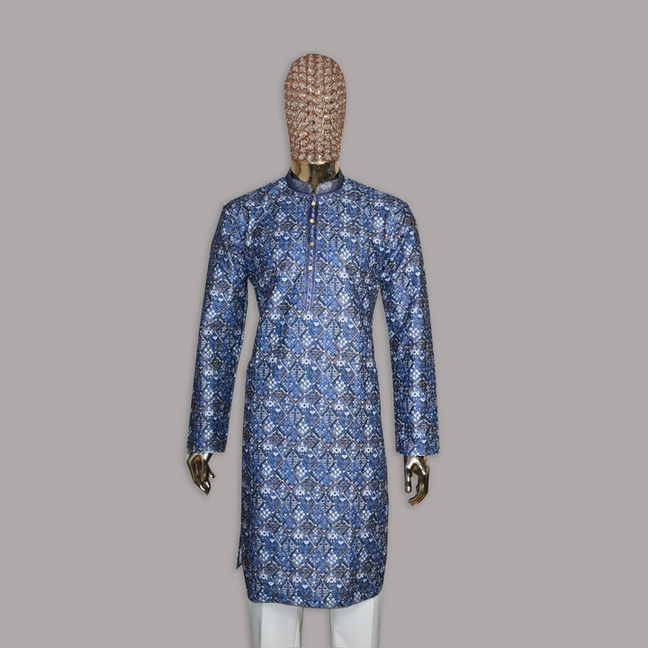 Raw Silk Out Lining Work Kurta Set | 000328-01