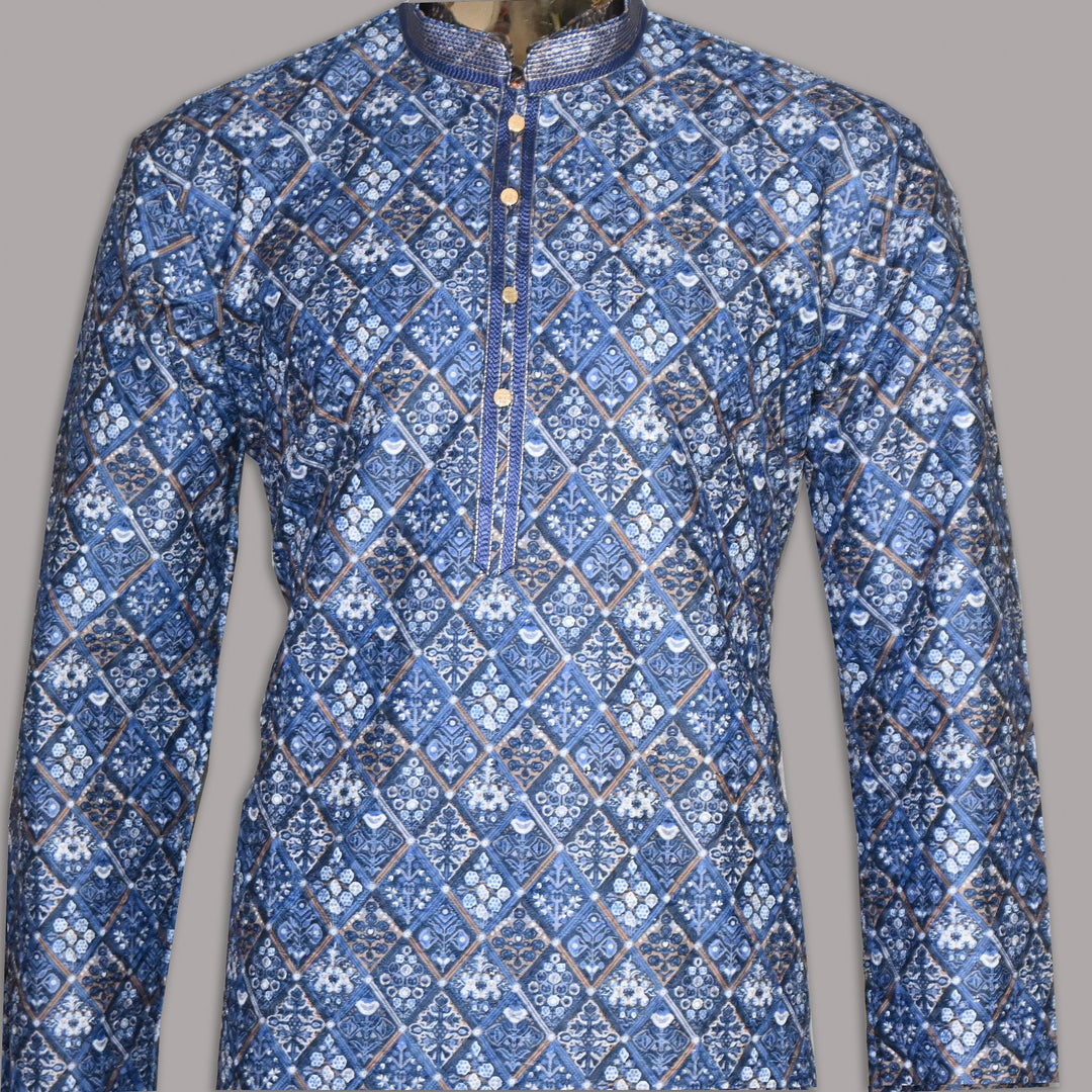 Raw Silk Out Lining Work Kurta Set | 000328-01