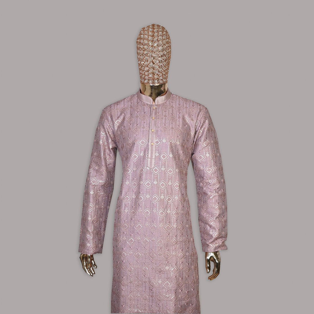 Raw Silk Out Lining Work Kurta Set | 000328-03