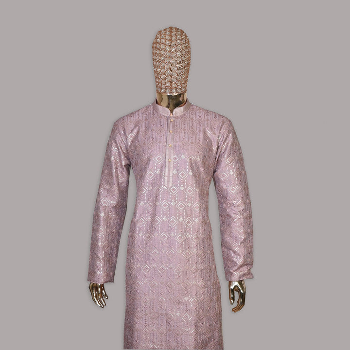 Raw Silk Out Lining Work Kurta Set | 000328-03