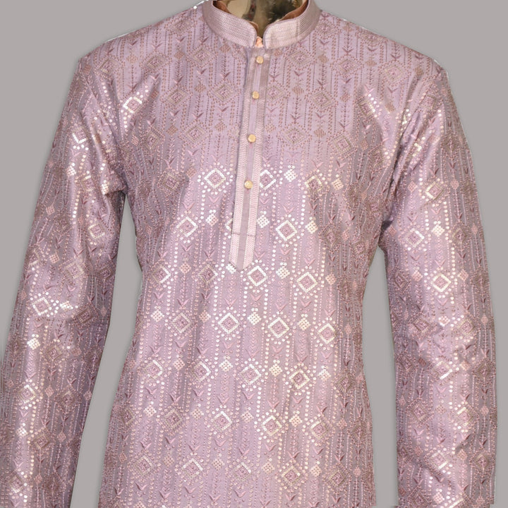 Raw Silk Out Lining Work Kurta Set | 000328-03