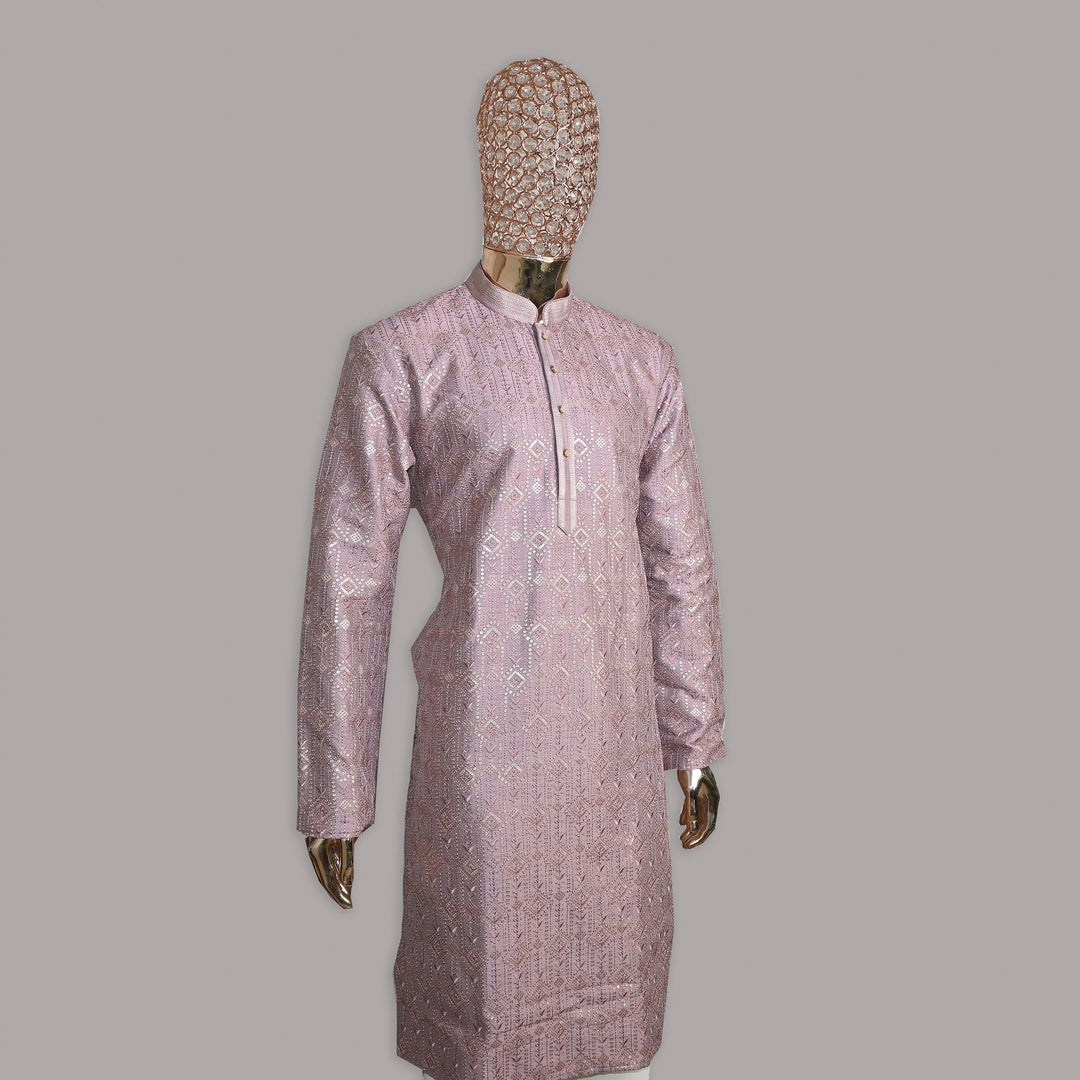Raw Silk Out Lining Work Kurta Set | 000328-03