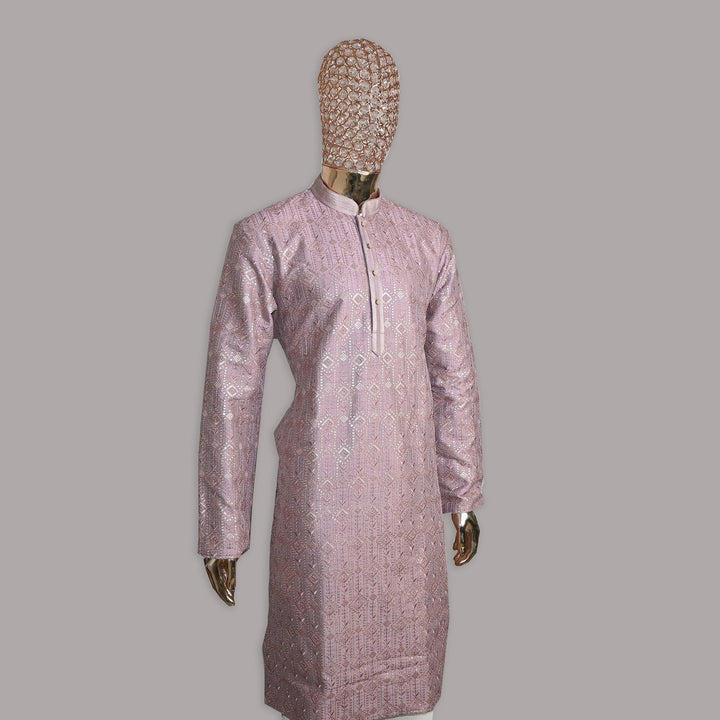 Raw Silk Out Lining Work Kurta Set | 000328-03