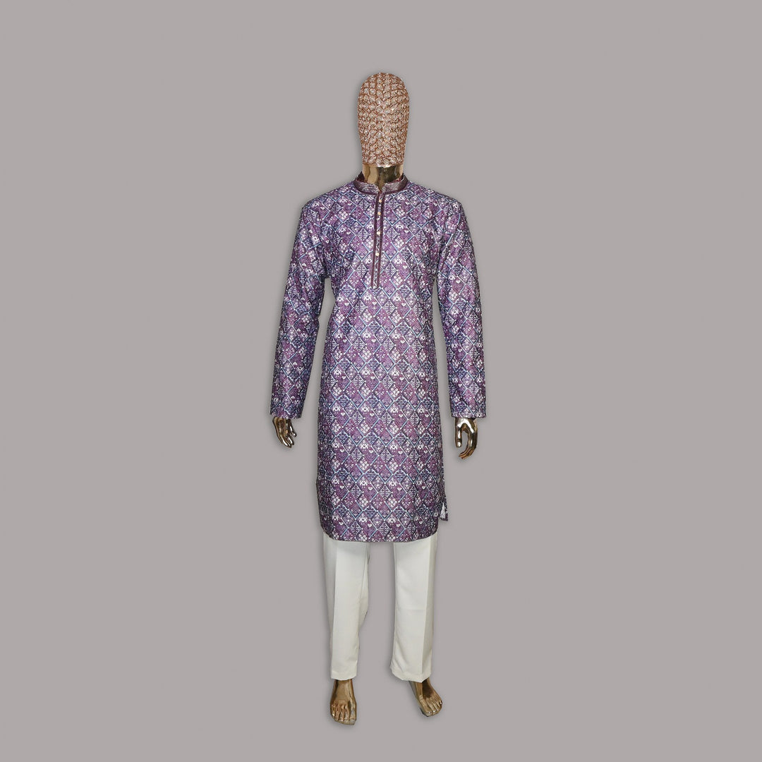 Raw Silk Out Lining Work Kurta Set | 000328-02