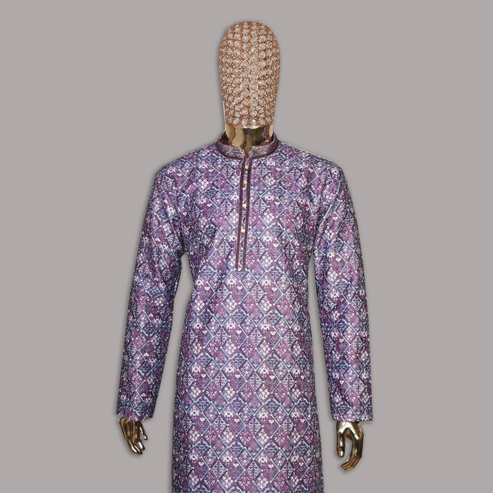 Raw Silk Out Lining Work Kurta Set | 000328-02