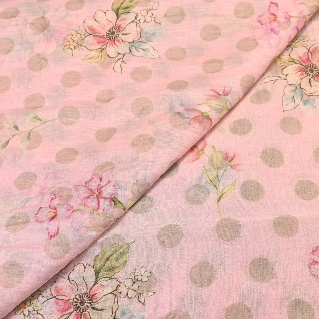 Mul Chanderi Digital Print Fabric - Soft Lightweight Designer Fabric NS0182-2