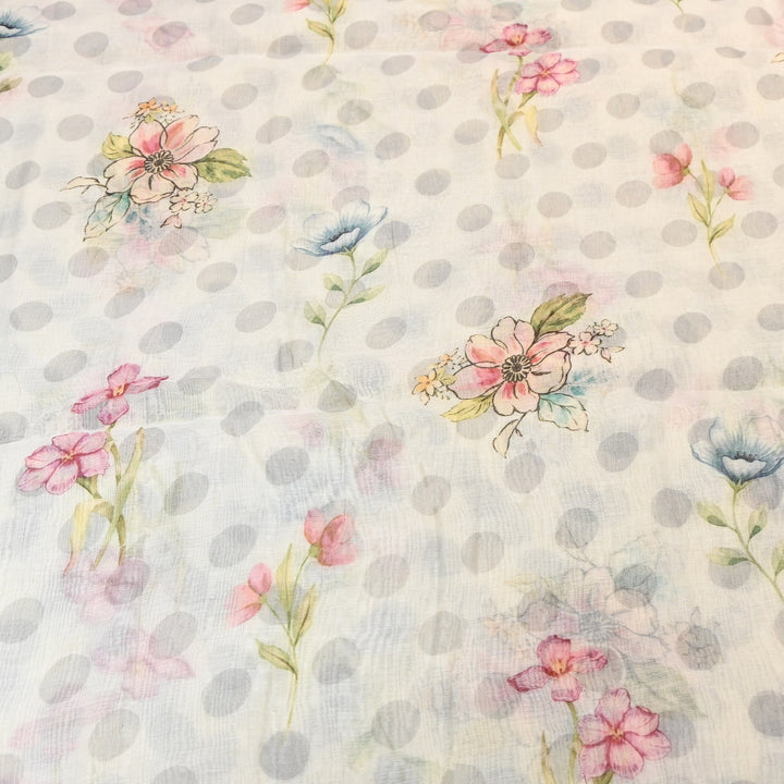 Mul Chanderi Digital Print Fabric - Soft Lightweight Designer Fabric NS0182-3
