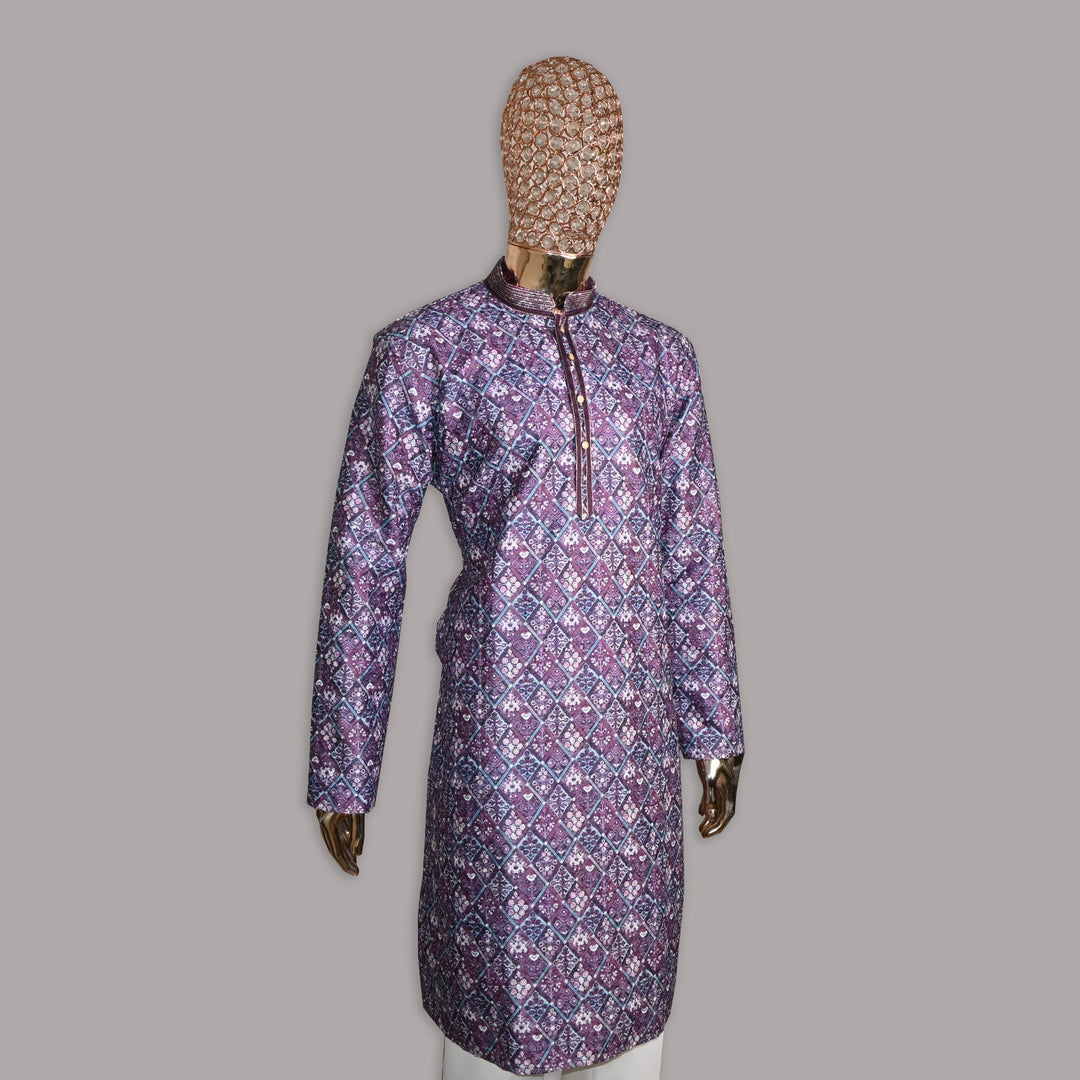 Raw Silk Out Lining Work Kurta Set | 000328-02
