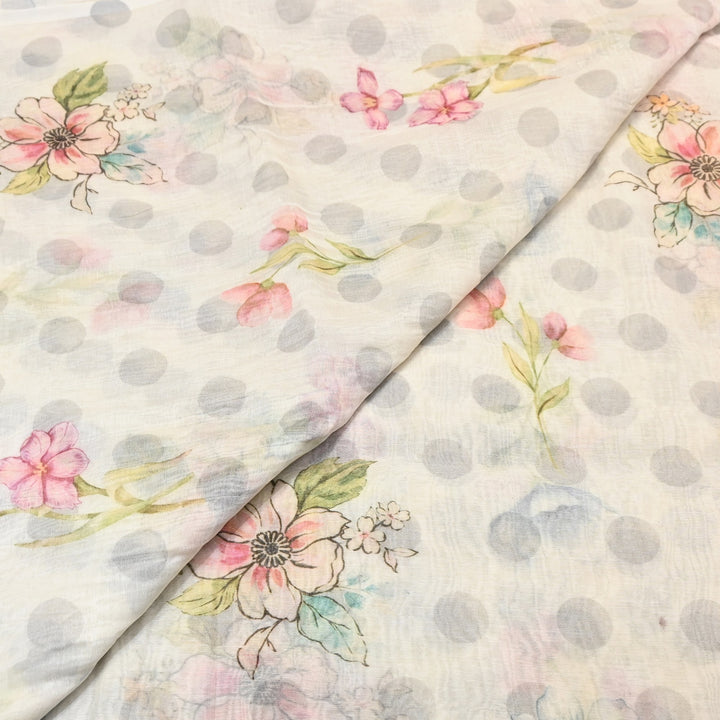 Mul Chanderi Digital Print Fabric - Soft Lightweight Designer Fabric NS0182-3