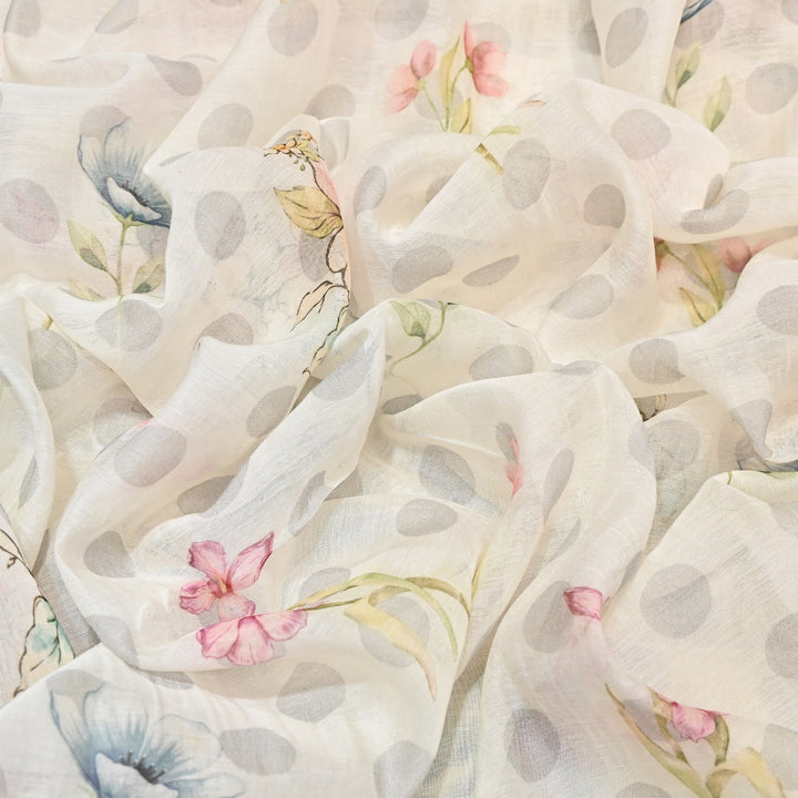 Mul Chanderi Digital Print Fabric - Soft Lightweight Designer Fabric NS0182-3