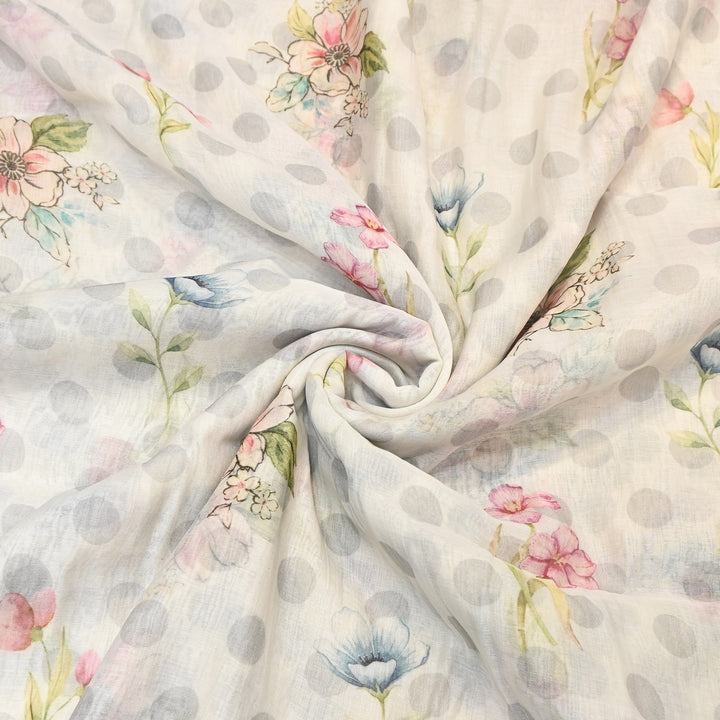 Mul Chanderi Digital Print Fabric - Soft Lightweight Designer Fabric NS0182-3