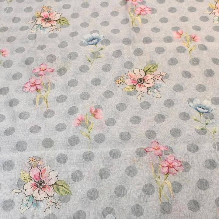 Mul Chanderi Digital Print Fabric - Soft Lightweight Designer Fabric NS0182-6