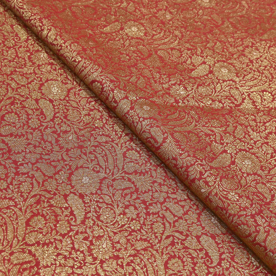Silk Katan Antique Zari Jaal Brocade Fabric – Premium Traditional Designer Ethnic Wear Fabric | HAR380-1