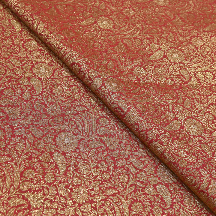 Silk Katan Antique Zari Jaal Brocade Fabric – Premium Traditional Designer Ethnic Wear Fabric | HAR380-1