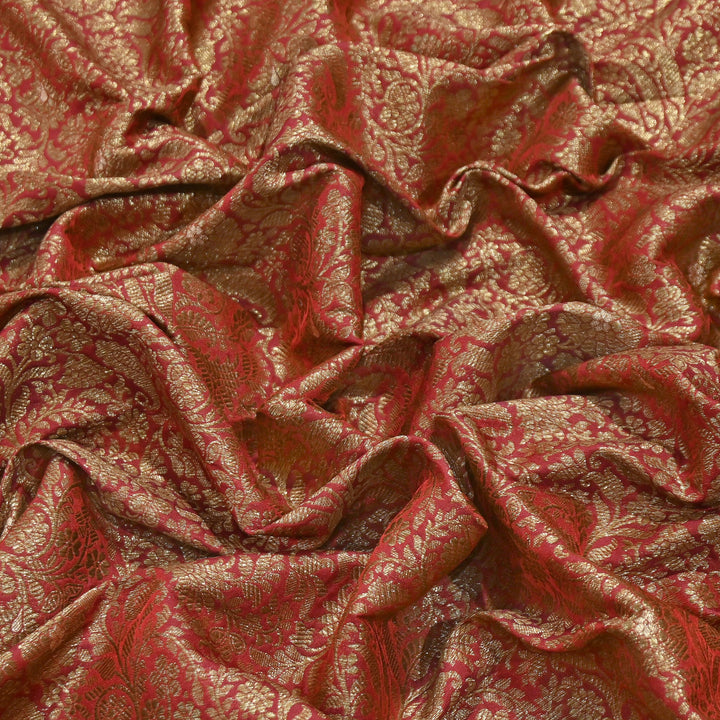Silk Katan Antique Zari Jaal Brocade Fabric – Premium Traditional Designer Ethnic Wear Fabric | HAR380-1