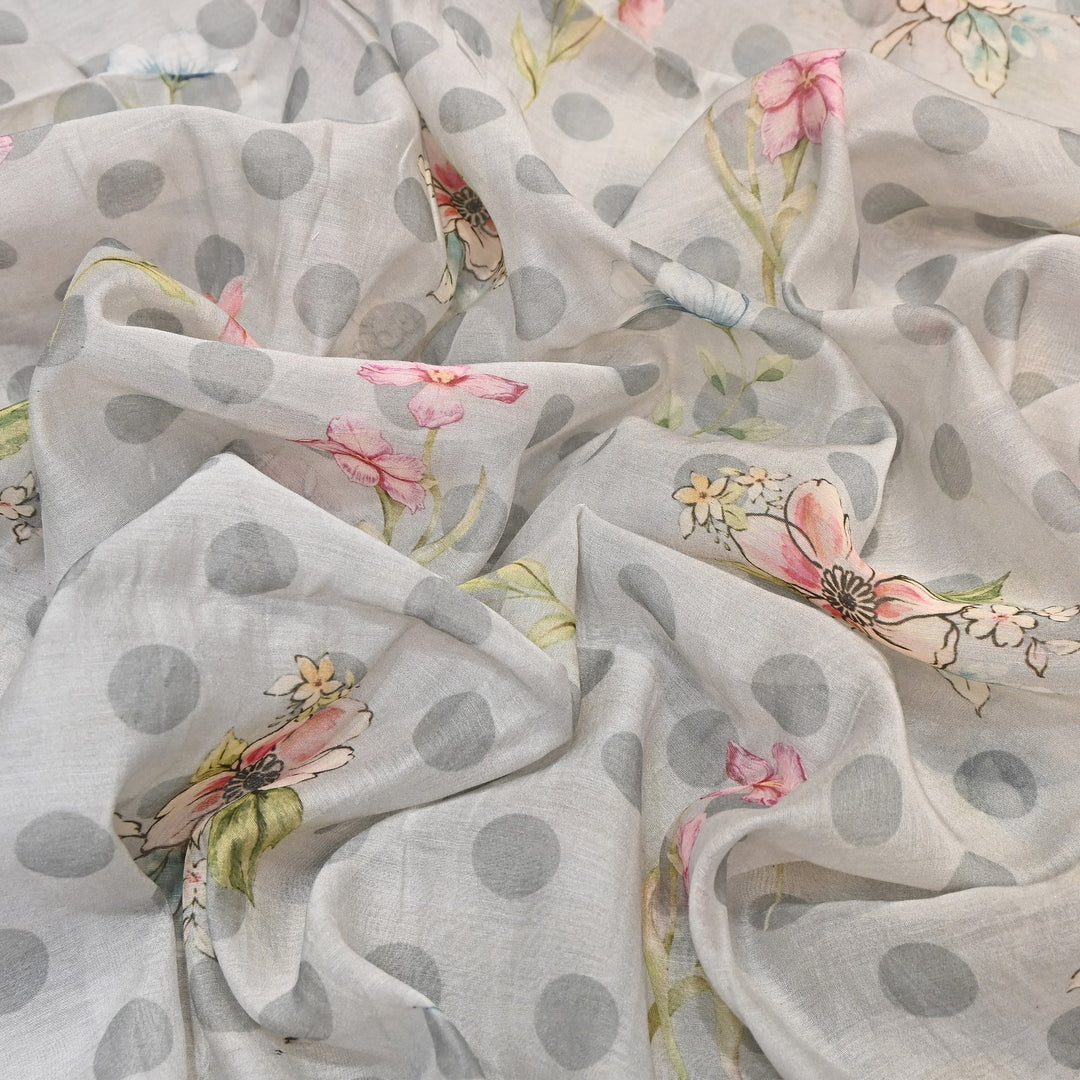 Mul Chanderi Digital Print Fabric - Soft Lightweight Designer Fabric NS0182-6