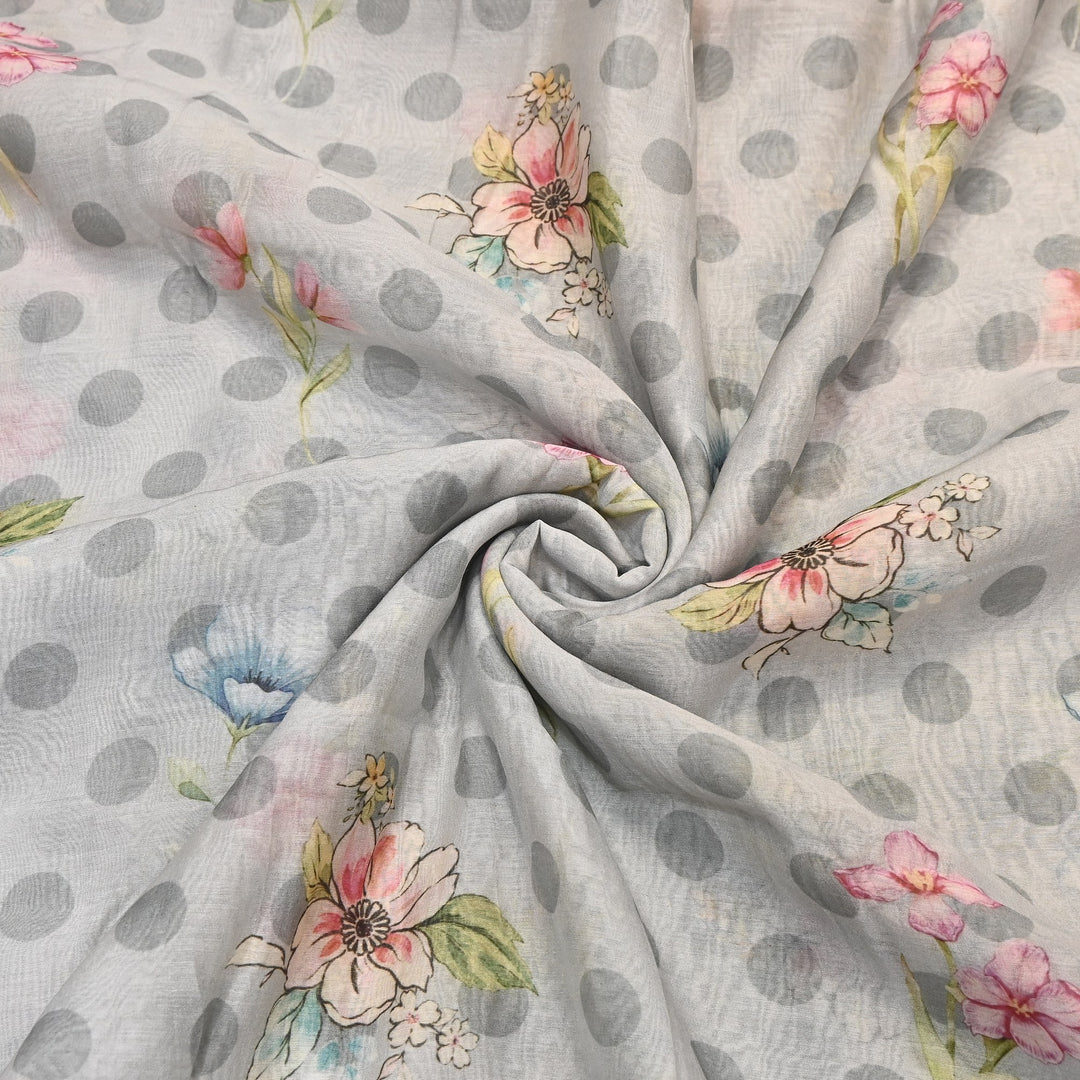 Mul Chanderi Digital Print Fabric - Soft Lightweight Designer Fabric NS0182-6