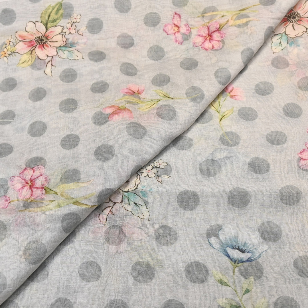 Mul Chanderi Digital Print Fabric - Soft Lightweight Designer Fabric NS0182-6