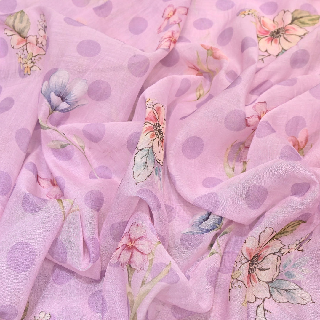 Mul Chanderi Digital Print Fabric - Soft Lightweight Designer Fabric NS0182-4