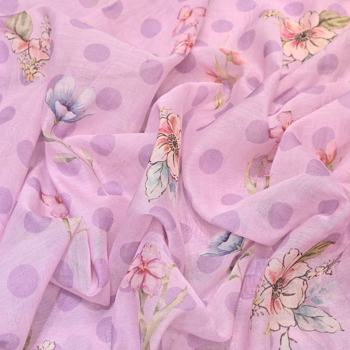 Mul Chanderi Digital Print Fabric - Soft Lightweight Designer Fabric NS0182-4