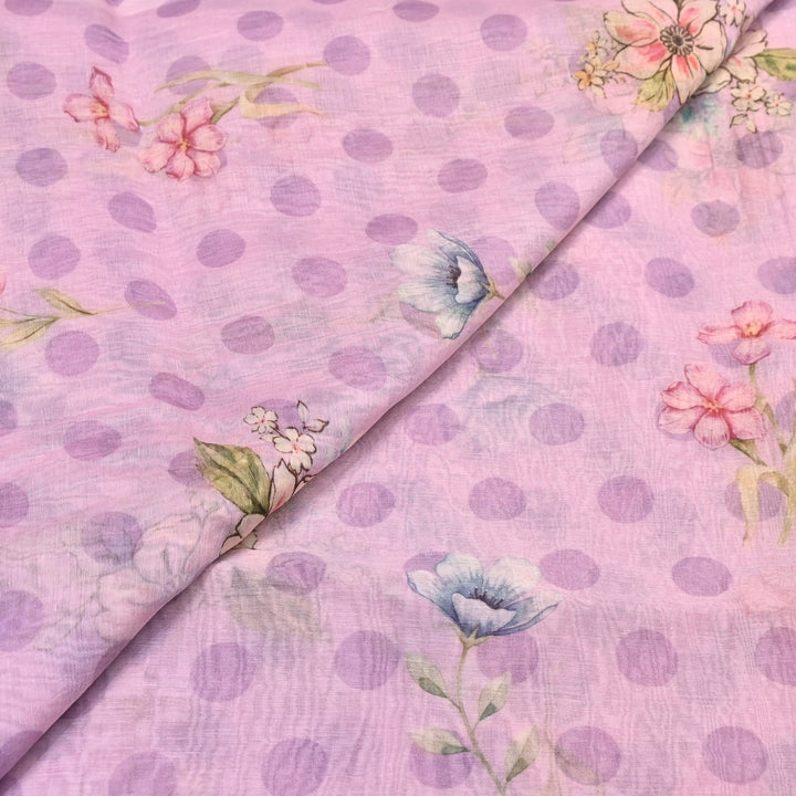 Mul Chanderi Digital Print Fabric - Soft Lightweight Designer Fabric NS0182-4