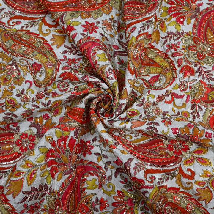 Beautiful Designer Crepe Position Prints, Sequin Embroidery Fabrics