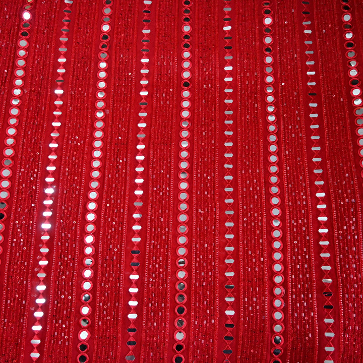 Viscose Georgette Mirror Cut Dana Sequins Embroidery Fabric