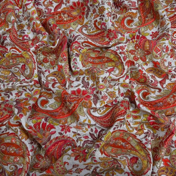 Beautiful Designer Crepe Position Prints, Sequin Embroidery Fabrics