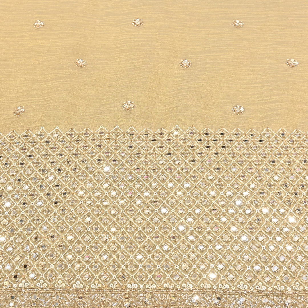 Crush Tissue Moti &  Sequins Embroidery Fabric | Elegant Designer Party Wear Fabric | V2750C-01