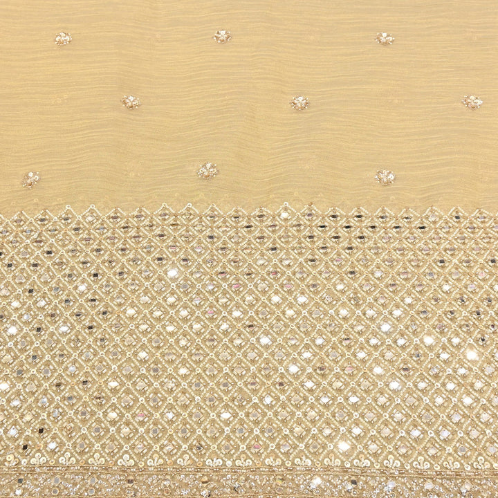 Crush Tissue Moti &  Sequins Embroidery Fabric | Elegant Designer Party Wear Fabric | V2750C-01