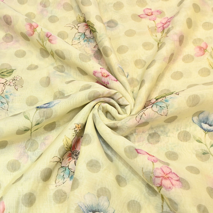 Mul Chanderi Digital Print Fabric - Soft Lightweight Designer Fabric NS0182-5